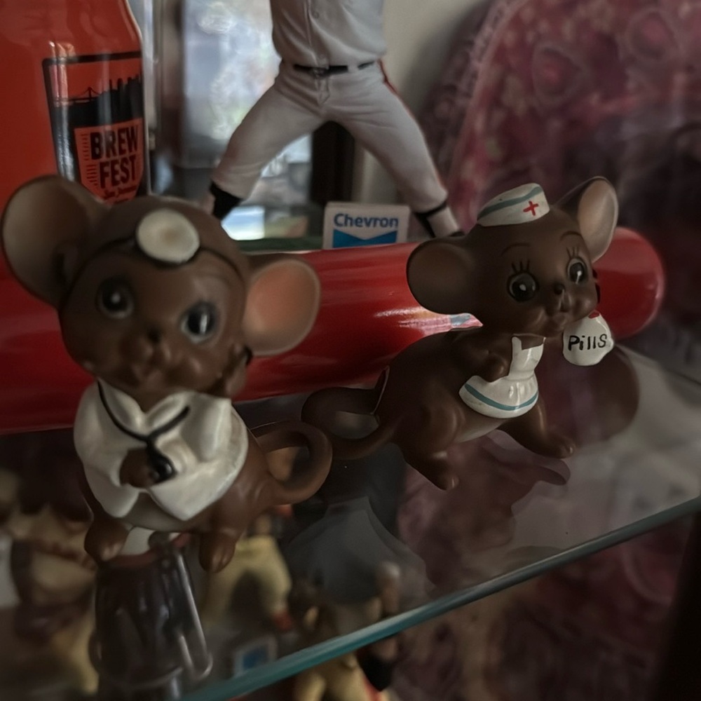 Vintage Josef Originals Mouse Doctor & Nurse Figurines Ceramic Made in Japan